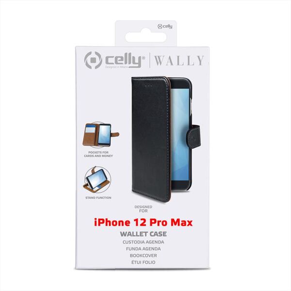 celly wally1005 custodia per iphone 12 pro max-nero/similpelle