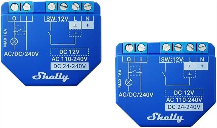 shelly dispositivo automazione domestica plus1 two pac-blu