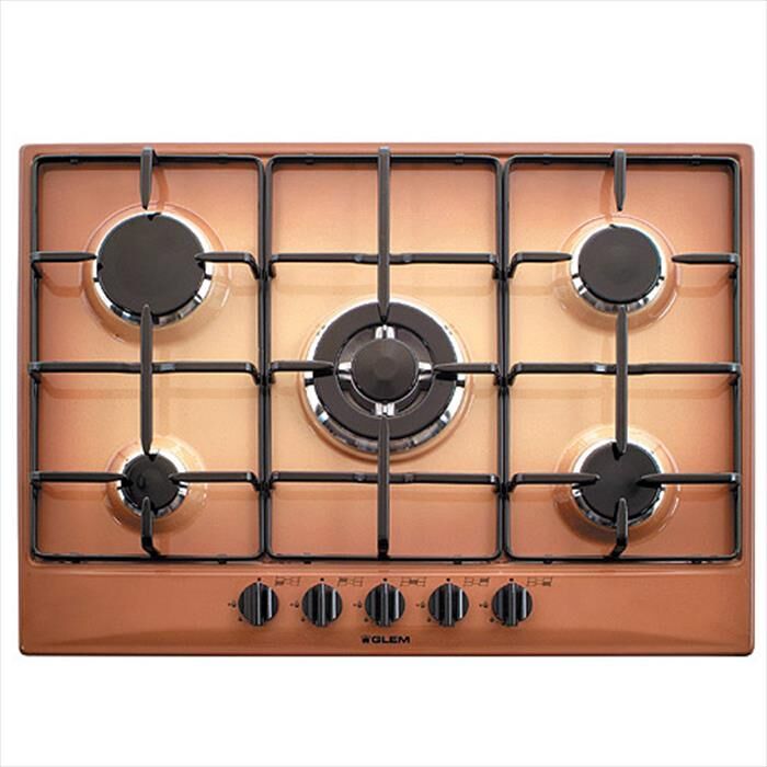 glem gas piano cottura a gas gt755tf 5 fuochi 68,5cm-terra di francia