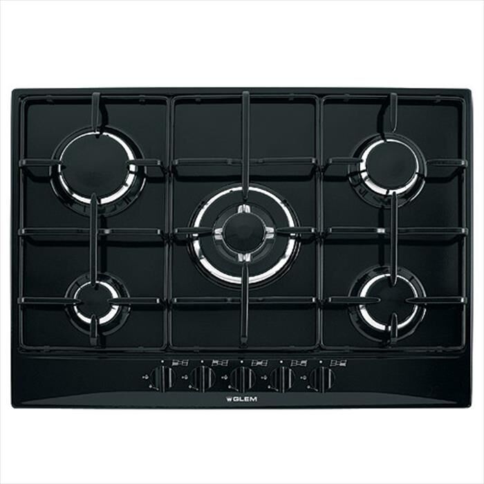 GLEM GAS Piano Cottura A Gas Gt755bk 5 Fuochi 68,5cm-nero