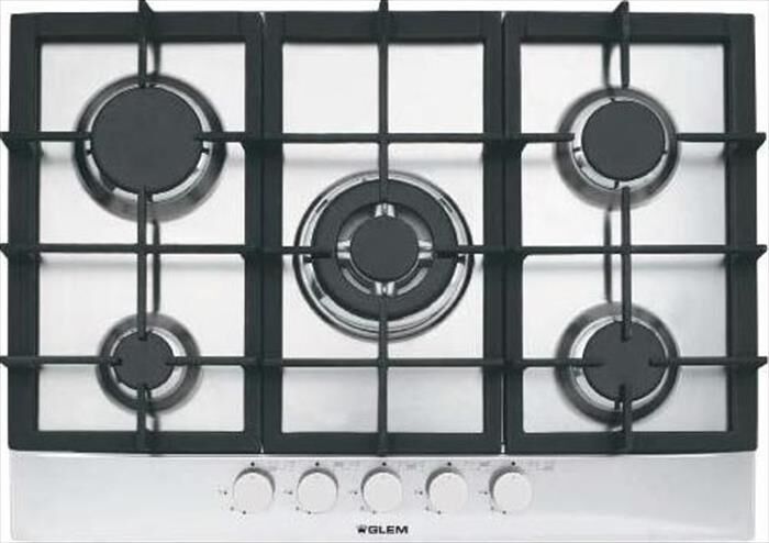 GLEM GAS Piano Cottura A Gas Gt755hix 5 Fuochi 68,5cm-inox