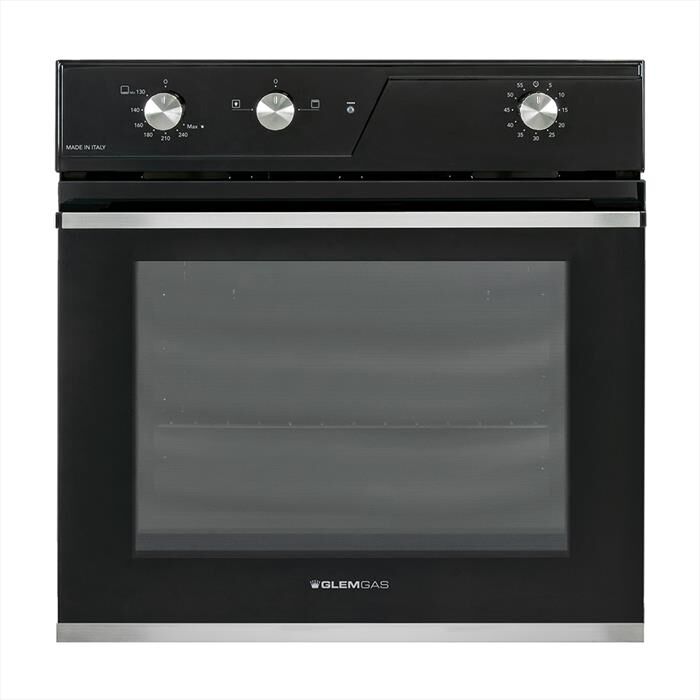 glem gas forno da incasso elettrico e gas gfrf21bk classe a-nero lucido