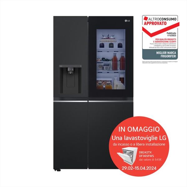 lg frigorifero side by side gsgv80epll classe e 635lt-nero