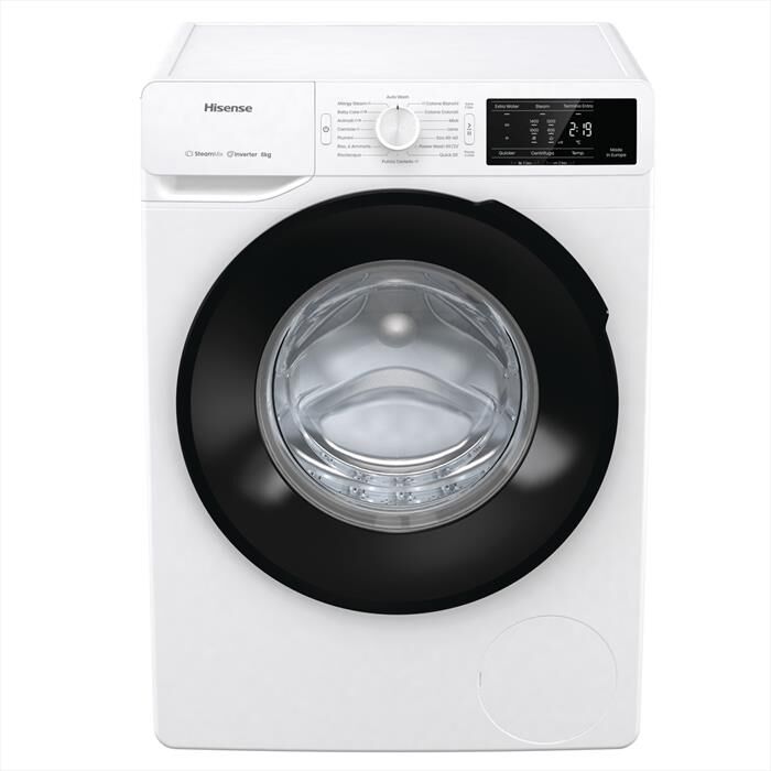 hisense lavatrice wf3v842bw 8 kg classe a-bianco/nero