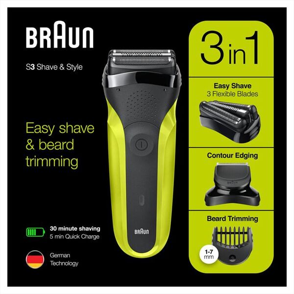 braun series 3 shave&style; 300bt-nero/verde