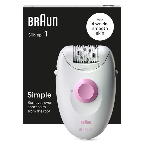 braun epilatore silk-epil 1 1-000-bianco/rosa