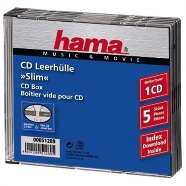 hama custodia cd slim 5pz. 07451289 nero