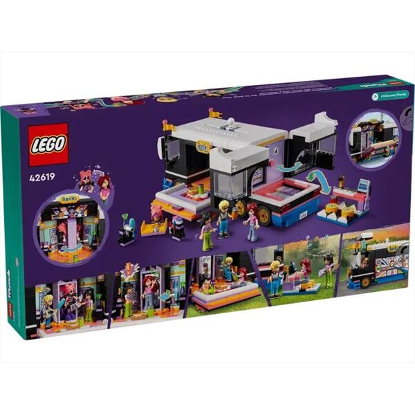 lego friends tour bus delle pop star 42619-multicolore