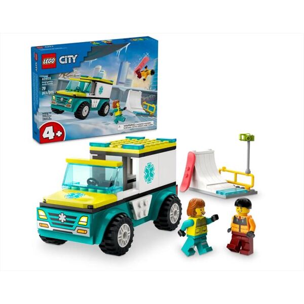 lego city ambulanza di emergenza e snowboarder 60403-multicolore