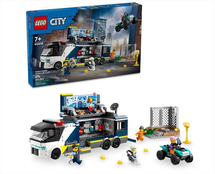 lego city camion laboratorio mobile della polizia 60418-multicolore