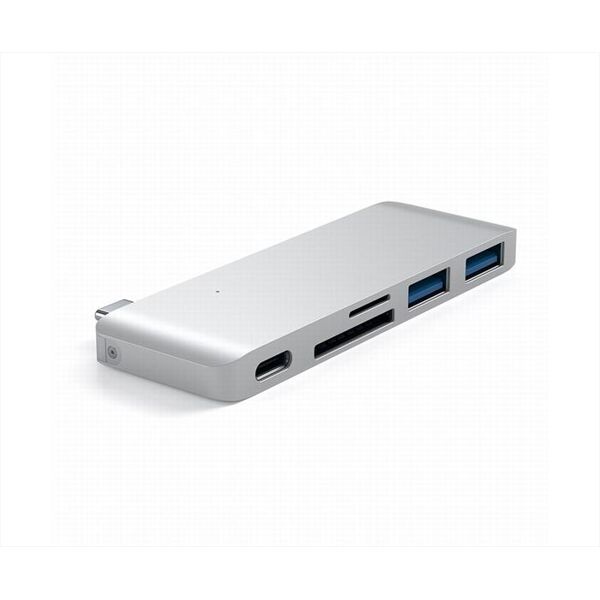 satechi hub usb-c con card reader, porta usbc pass through-silver