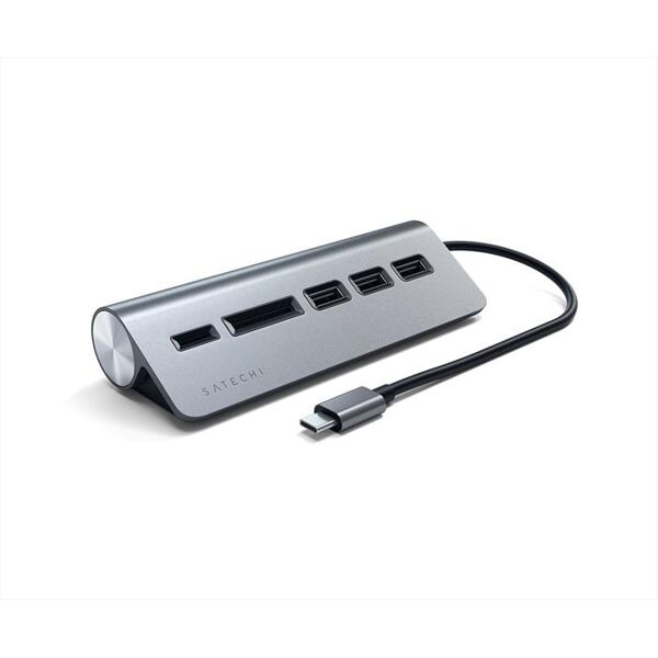 satechi hub usb-c con card reader con cavo-grigio