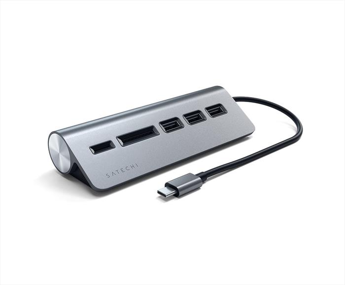 satechi hub usb-c con card reader con cavo-grigio