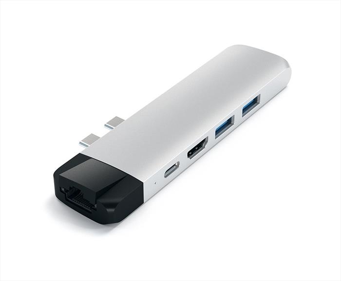 satechi pro hub usb-c con ethernet + hdmi 4k-argento