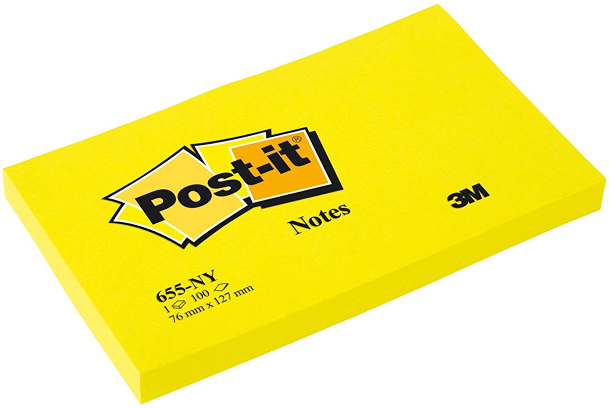 3M Post-It 100 Foglietti Post-It Colore Giallo Neon 127X76Mm (6 Pz)