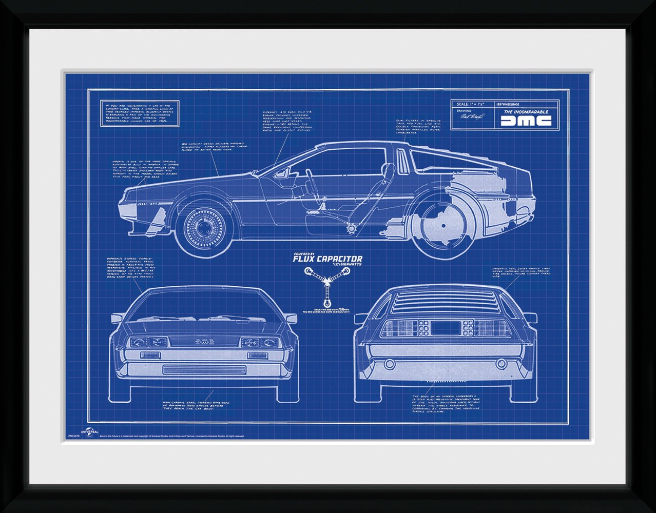 Stampa In Cornice 30x40cm. Back To The Future: Blueprint Stampa In Cornice 30x40cm. Back To The Future: Blueprint