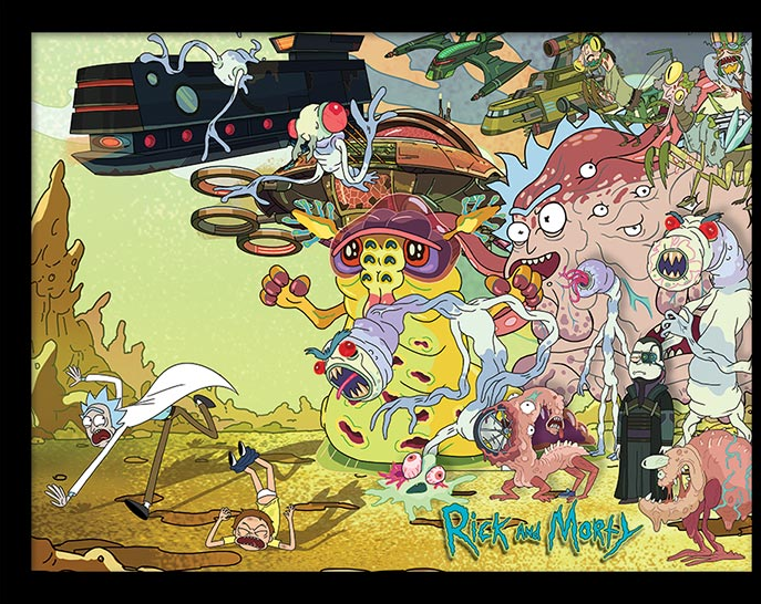 Stampa In Cornice 30X40 Cm Rick And Morty. Creature Barrage