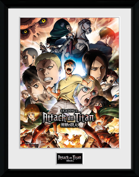 Stampa in cornice 30 x 40 cm Attack On Titan Season 2. Collage Key Art