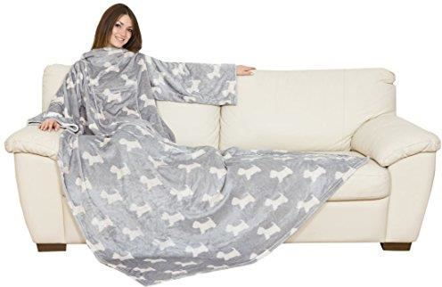 Plaid con maniche Kanguru Deluxe Doggy. Grigio-Bianco Plaid con maniche Kanguru Deluxe Doggy. Grigio-Bianco