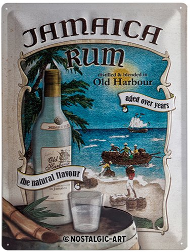 SiGN Cartello Tin Sign 30 x 40cm Jamaica Rum, 40x0x30 cm