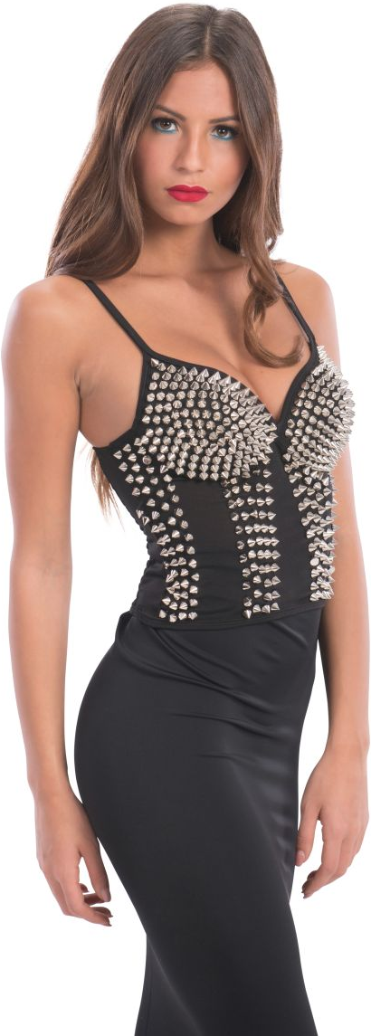 Bustino Nero In Tessuto Con Borchie T.U. Bustino Nero In Tessuto Con Borchie T.U.