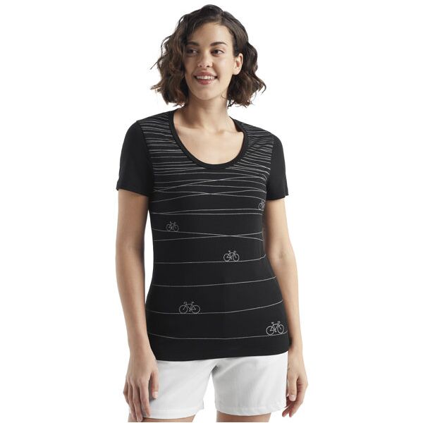 icebreaker merino tech lite ii ss scoop hi - t-shirt tecnica - donna black xs