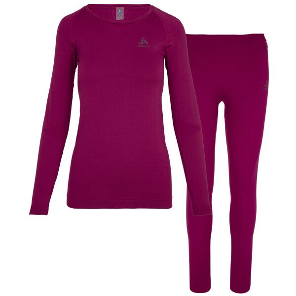 odlo winter specials performance evolution warm - set intimo - donna dark pink l