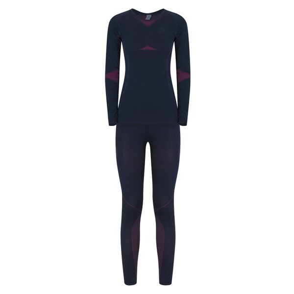 odlo winter specials performance evolution warm - set intimo - donna dark blue/pink s