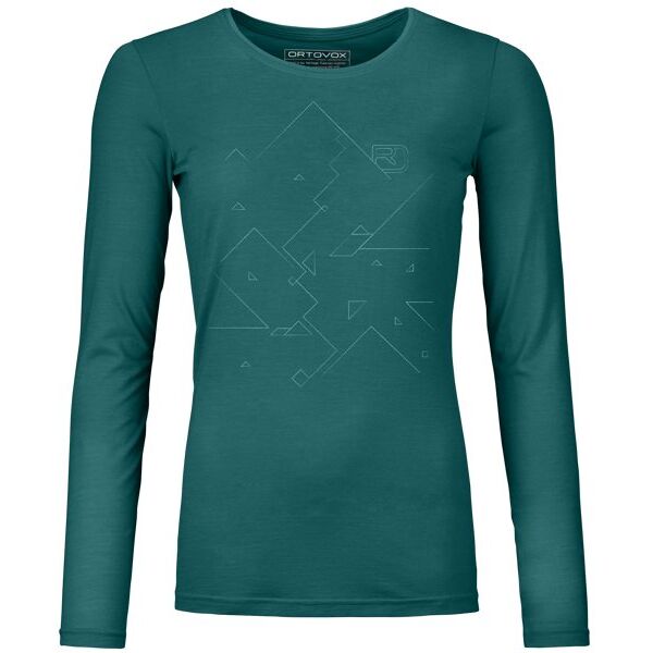 ortovox 185 merino tangram logo ls w - maglietta tecnica a maniche lunghe - donna green l