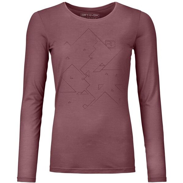 ortovox 185 merino tangram logo ls w - maglietta tecnica a maniche lunghe - donna pink m