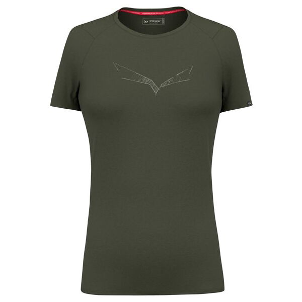 salewa pure eagle sketch am w - t-shirt - donna dark green/white i46 d40