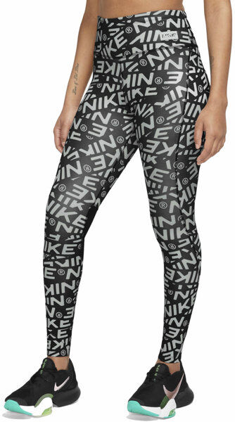 Nike Dri-FIT Fast W Mid Rise - pantaloni fitness - donna Black/White XS