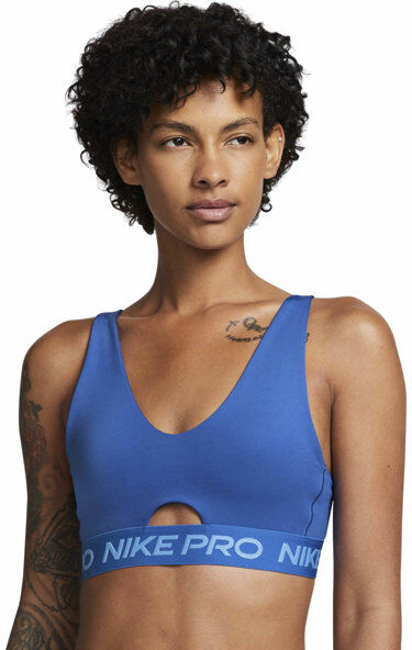 Nike Pro Indy Plunge W - reggiseno sportivo medio sostegno - donna Blue L