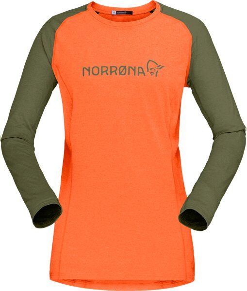 Norrona Fjørå Equaliser Lightweight - maglia a maniche lunghe - donna Orange/Dark Green M