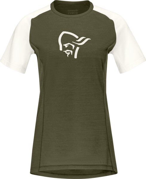 Norrona fjørå wool - t-shirt - donna Dark Green/White XS