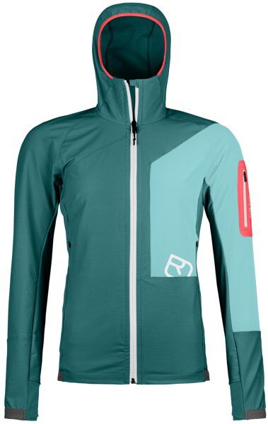 Ortovox Berrino Hooded - giacca softshell - donna Green/Light Blue/Red M
