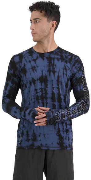 Mons Royale Temple Tech LS AOP - maglietta tecnica a maniche lunghe - uomo Blue/Black L