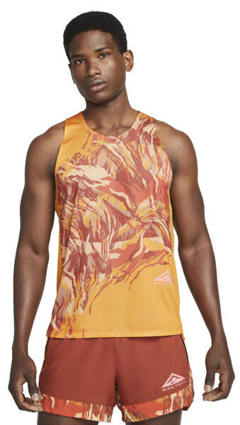Nike Dri-FIT Rise 365 - top trail running - uomo LIGHT CURRY/HABANERO RED XL