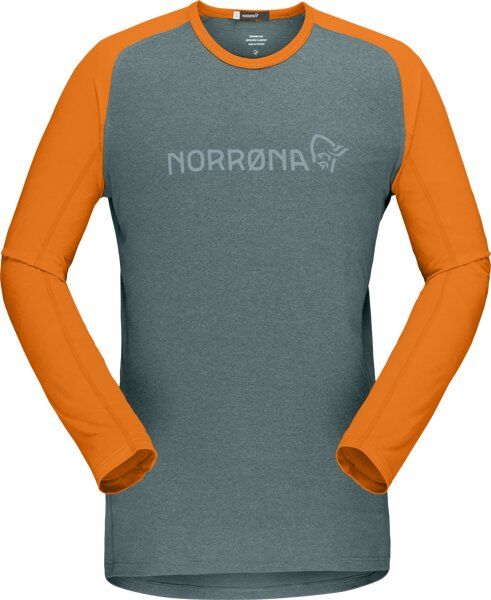 Norrona Fjørå Equaliser Lightweight - maglia a maniche lunghe - uomo Green/Orange S