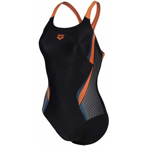 arena w break swim pro back - costume intero - donna black/orange 36 fr