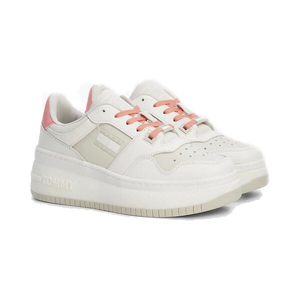 tommy jeans retro basket - sneakers - donna white/pink 36