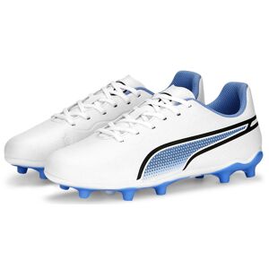 Puma King Match FG/AG Jr - scarpe da calcio per terreni compatti/duri - ragazzo White/Blue 4 UK