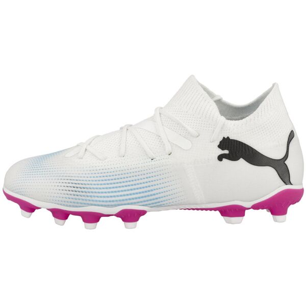 puma future 7 match fg/ag jr - scarpe da calcio per terreni compatti/duri - ragazzo white/pink 4,5 uk