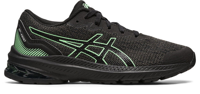 asics gt-1000 11 gs - scarpe running stabili - bambino black/green 5,5 us
