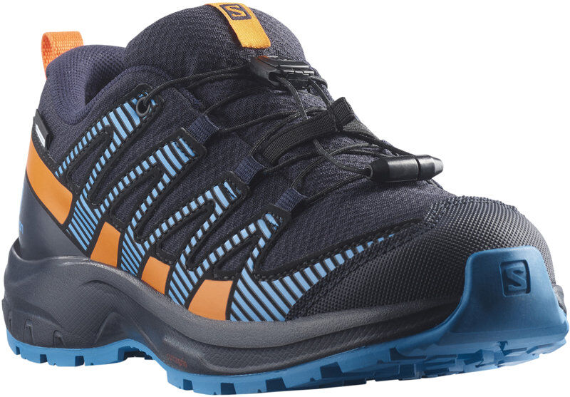 Salomon XA PRO V8 CLIMA™ WATERPROOF – scarpe trailrunning – bambino Black/Blue/Orange 33