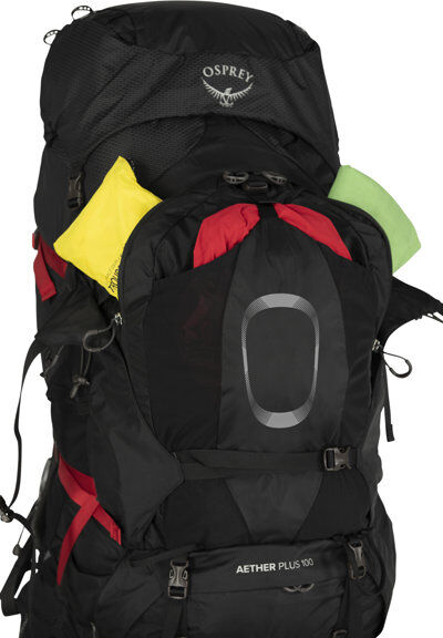 osprey aether plus 100 - zaino trekking black l/xl