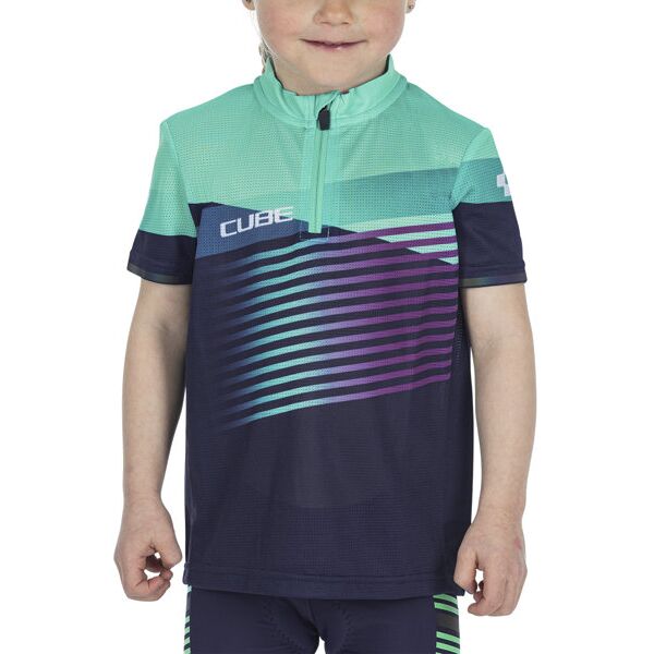 cube teamline rookie s/s - maglia ciclismo - bambino blue/green 2xs