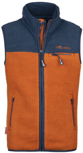 Trollkids Hemsedal - gilet in pile - bambino Orange/Blue 104