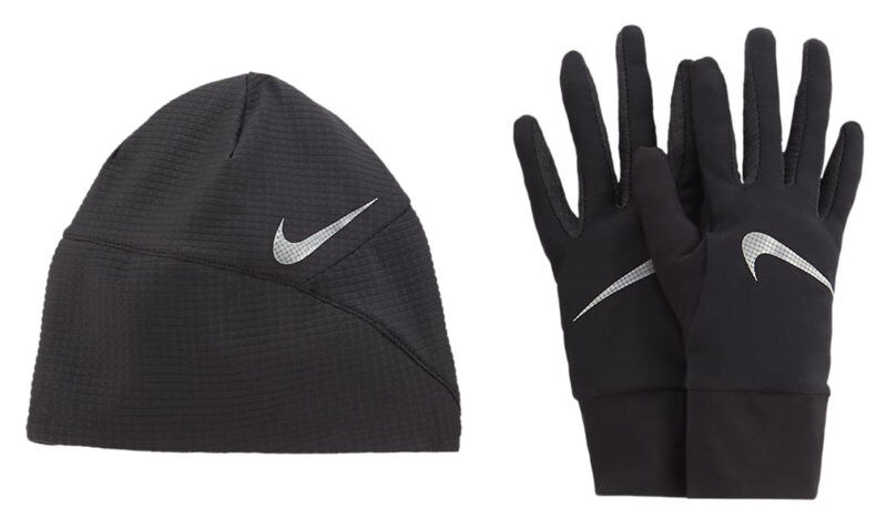 Nike Essential Running Set - guanti e berretto Black/Grey S/M
