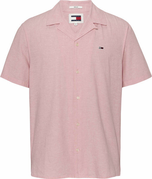 Tommy Jeans Linen Blend Camp M - camicia maniche corte - uomo Pink S